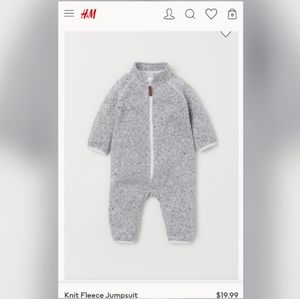 H&M Knit Fleece Jumpsuit 12-18 months